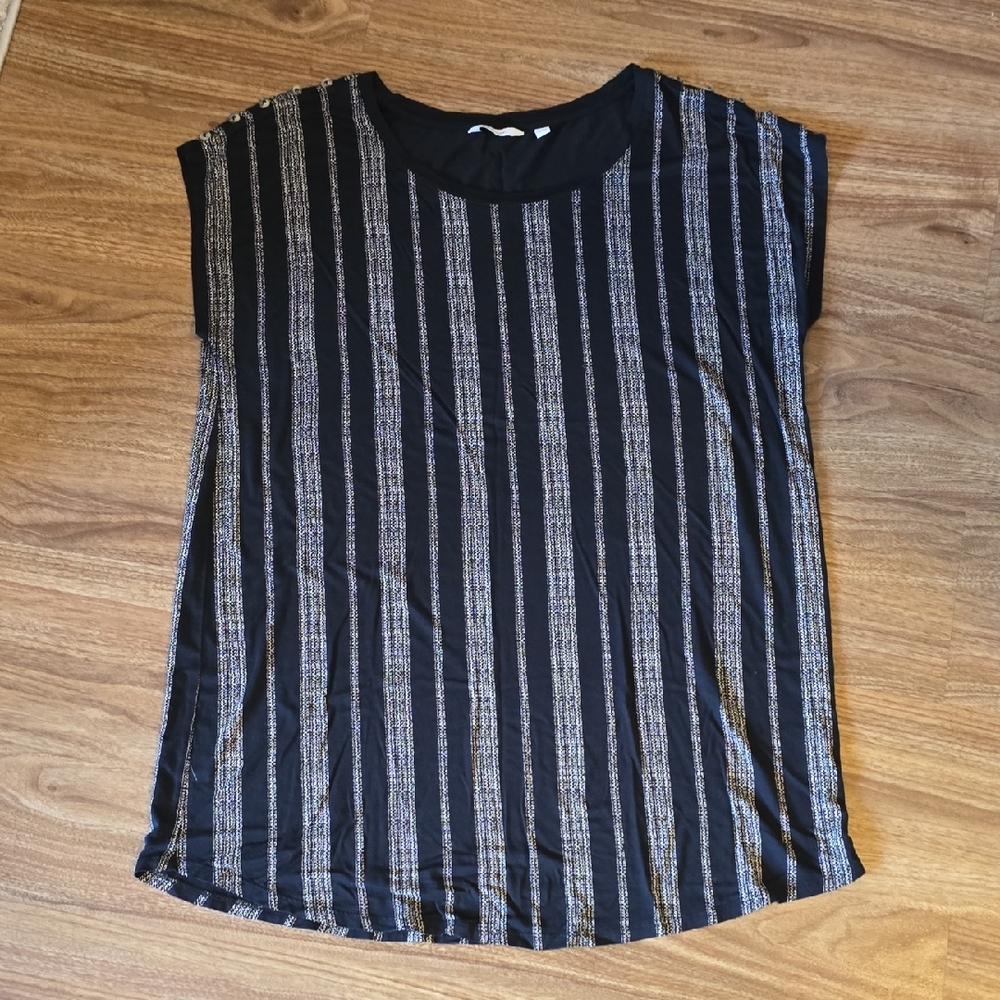 Striped Black and Gray Women's Top